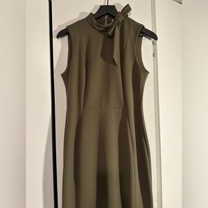 Green Calvin Klein Formfitting Dress with neck bow